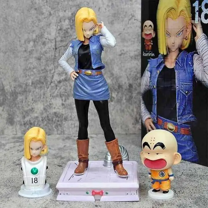Androide 18 Cabeza Extra + Krilin Figura 29cm en Caja Anime Dragon Ball Z D4259