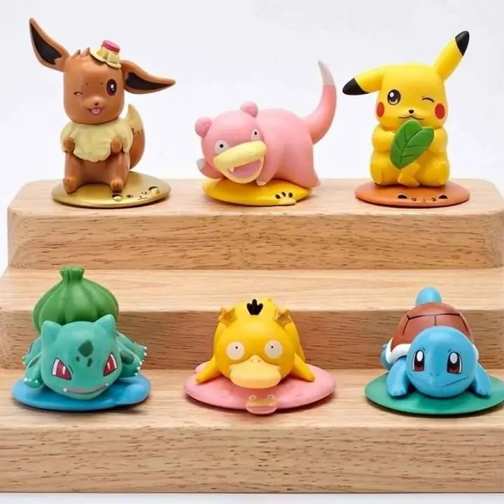 Set X6 Figuras Pokemon Anime 3.5-8cm Pikachu Eevee con Bolsa P5340