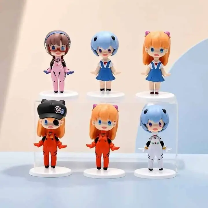 Set X6 Figuras Evangelion Anime 9cm Asuka Rei Mari en Bolsa E4705