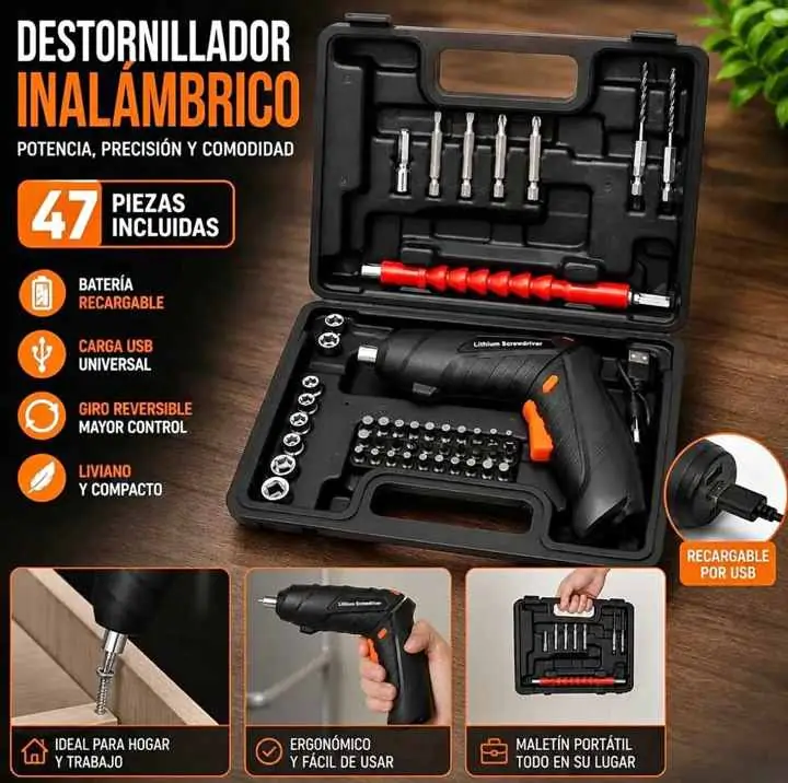 Atornillador Eléctrico Tokyo Style – Kit Completo en Valija Rígida