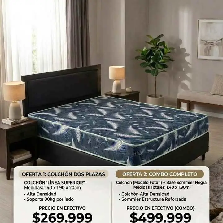 Colchón 2 plazas 1,40×1,90 – 20 cm | somier | cuotas