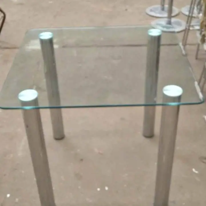 Mesa Cristal patas cromo