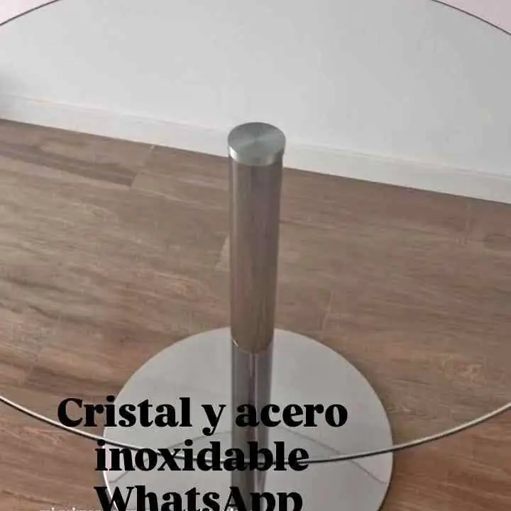 Mesa Cristal 1 mts base central acero inoxidable