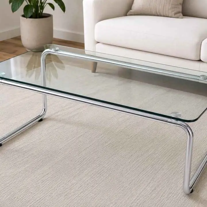 Mesa de arrime vidrio cromo