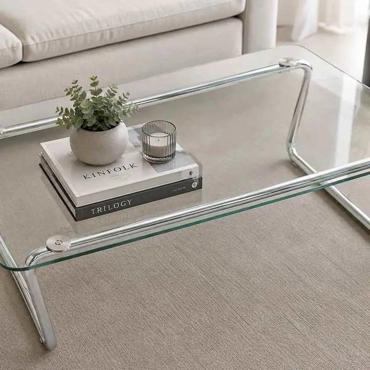 Mesa de centro vidrio cromo