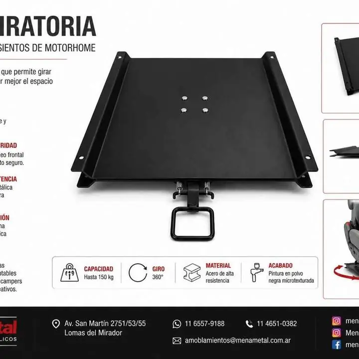 Menametal presenta su linea de bases giratorias para butacas campers y motorhome sistema reforzado