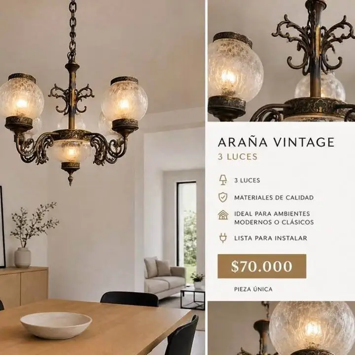 Araña antigua cinco luces estilo clásico valor $70.000 más datos en las fotos
