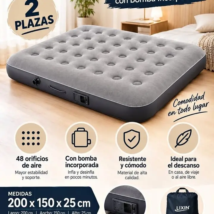 Colchon inflable 2 plazas - ultima unidad! con bomba incorporada