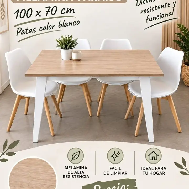 Mesa escandinava de melamiina