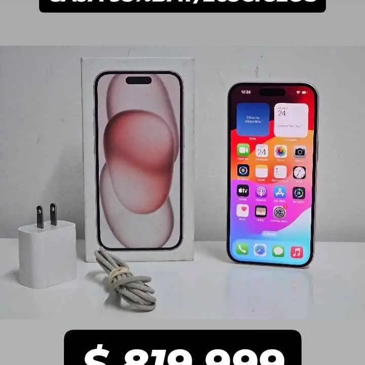 iPhone 15 128 GB + cable + cargador + caja 95%BAT/265CICLOS