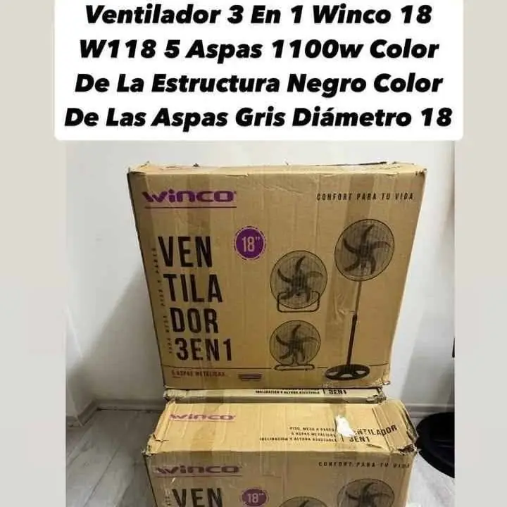 Ventilador 3 en 1 Winco 18 W118 5 Aspas 1100w Color de la Estructura Negro Color de las Aspas Gris D