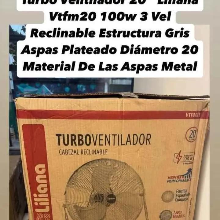 Turbo Ventilador 20" Liliana Vtfm20 100w 3 Vel Reclinable Estructura Gris Aspas Plateado Diámetro 20
