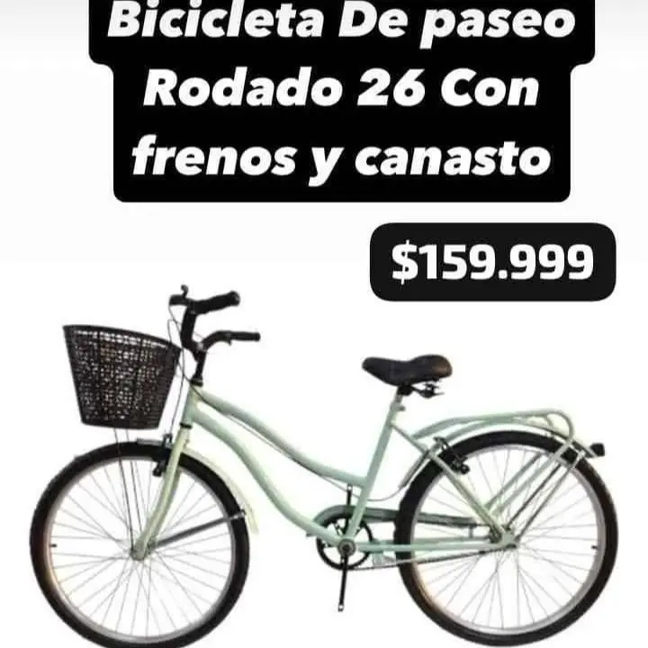 Bicicleta de paseo Rodado 26 con frenos y canasto