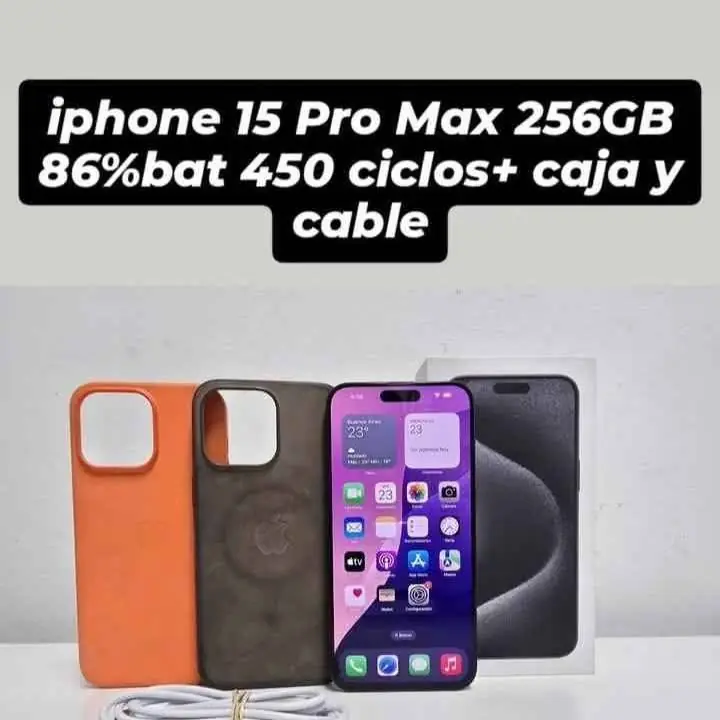 iPhone 15 Pro Max 256GB 86%bat 450 ciclos+ caja y cable