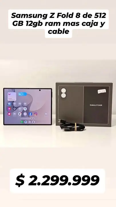 Samsung Z Fold 8 de 512 GB 12gb ram mas caja y cable