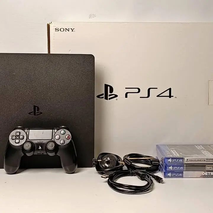 Sony PlayStation 4 Slim 1TB c power, HDMI, control, cable y juegos
