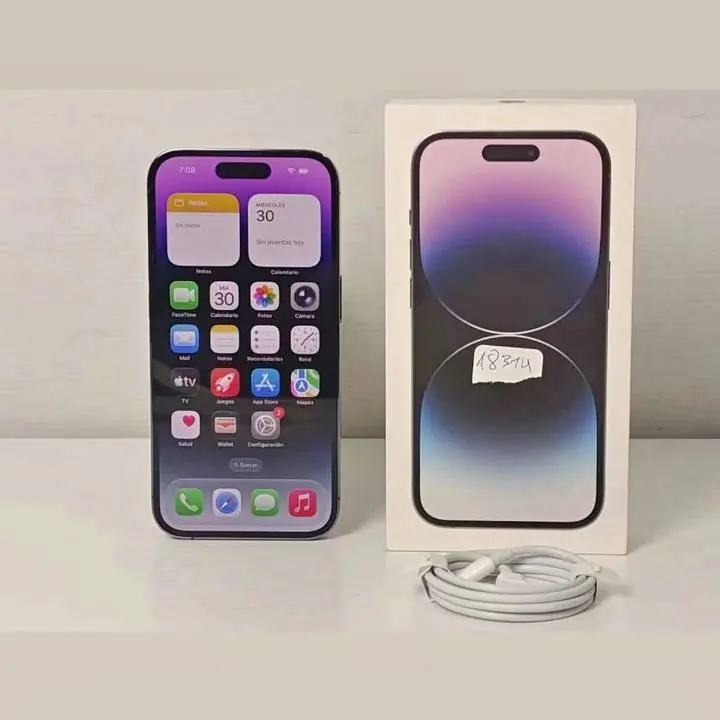 iPhone 14 Pro 77% bat color Deep Purple 128GB en caja con cable