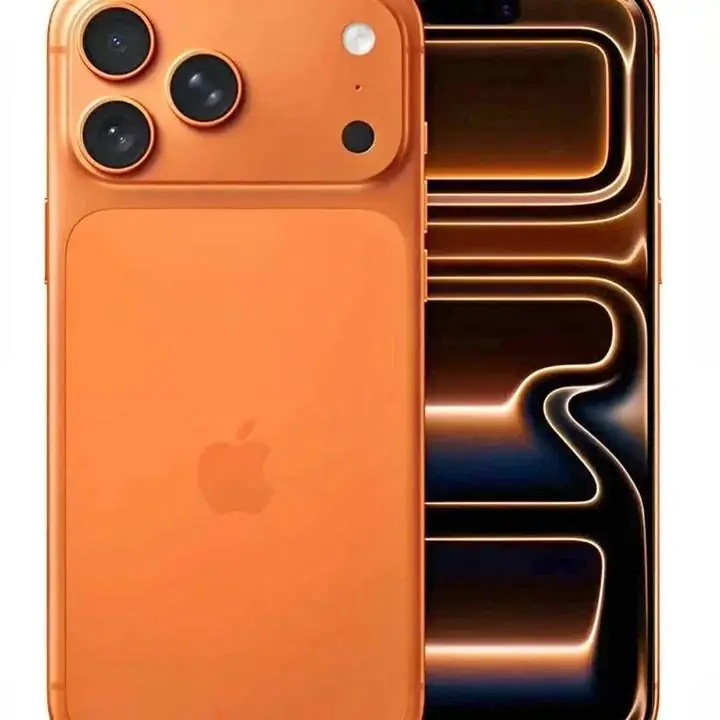 iPhone 17 pro max 512 GB 100% 1 ciclo color naranja con cable y caja