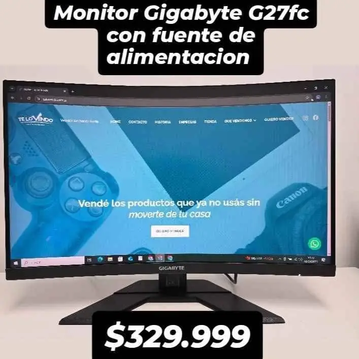 Monitor gamer Gigabyte G27fc con fuente de alimentacion