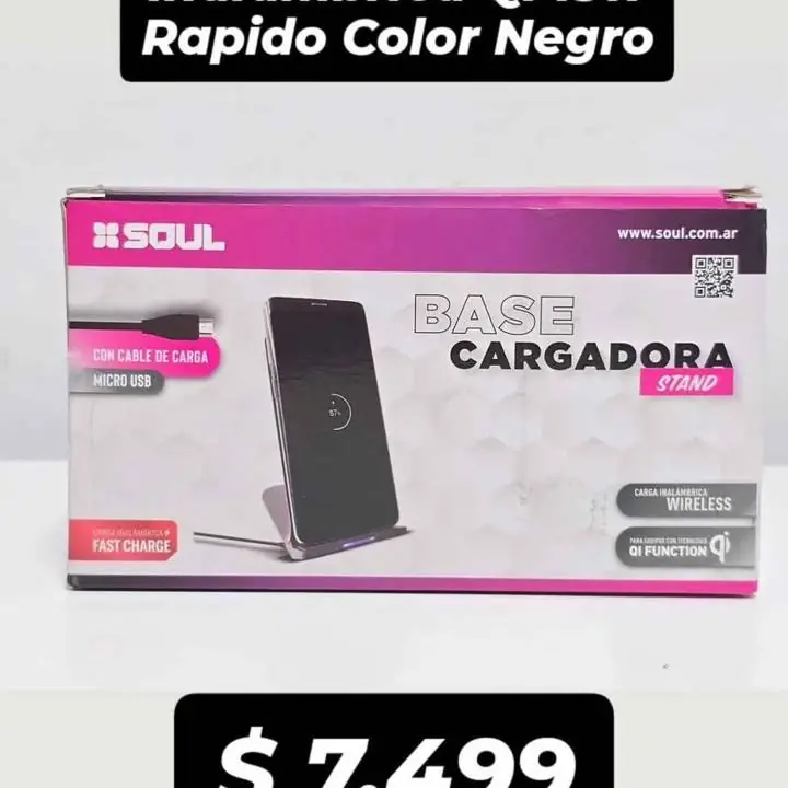 Base Cargadora Soul Inalambrica Qi 15w Rapido Color Negro