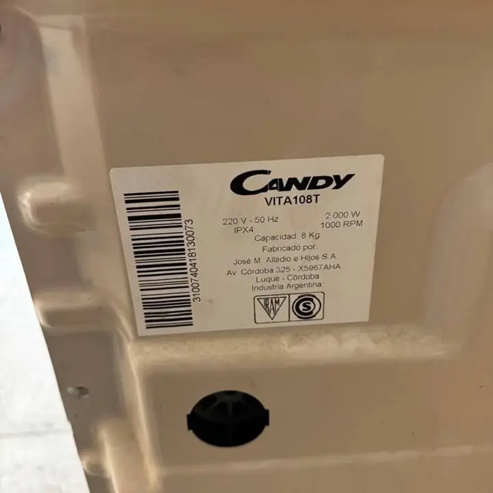 Lavarropas candy Vita 108t