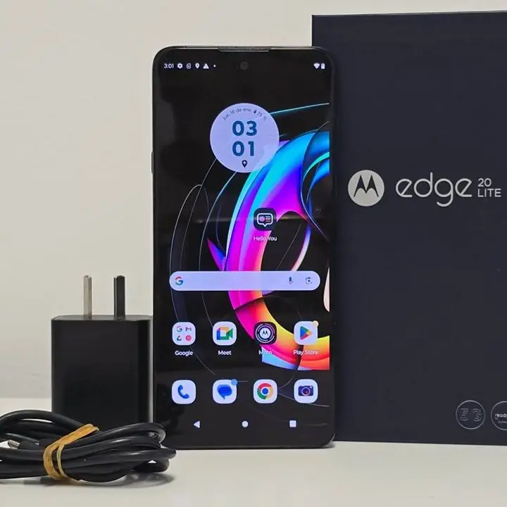 Motorola edge 20 Lite 128gb + cargador + caja + cable