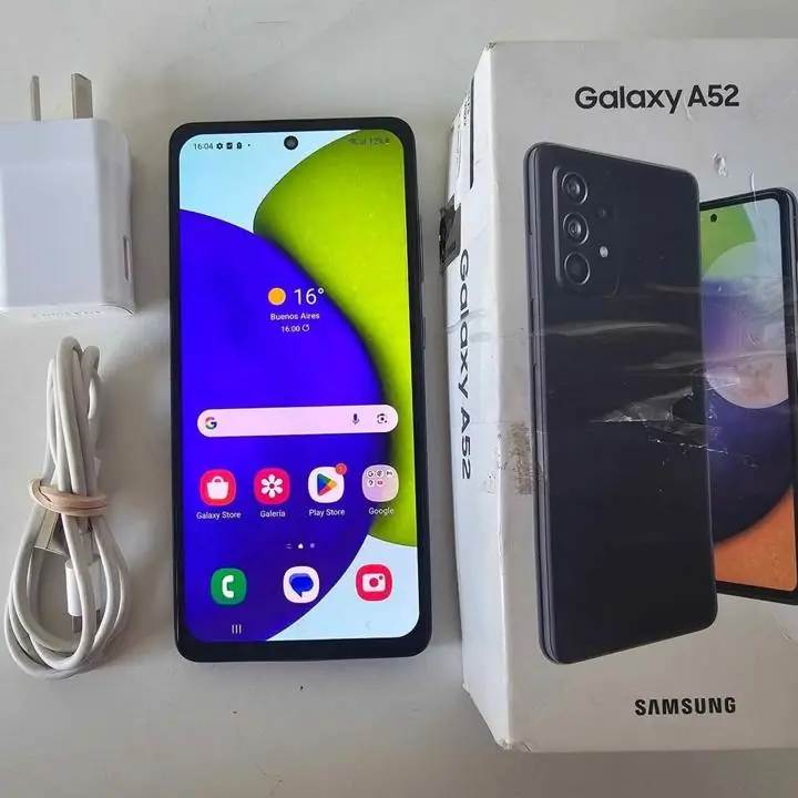 Samsung galaxy A52 128gb 6gb ram + caja cargador y cable
