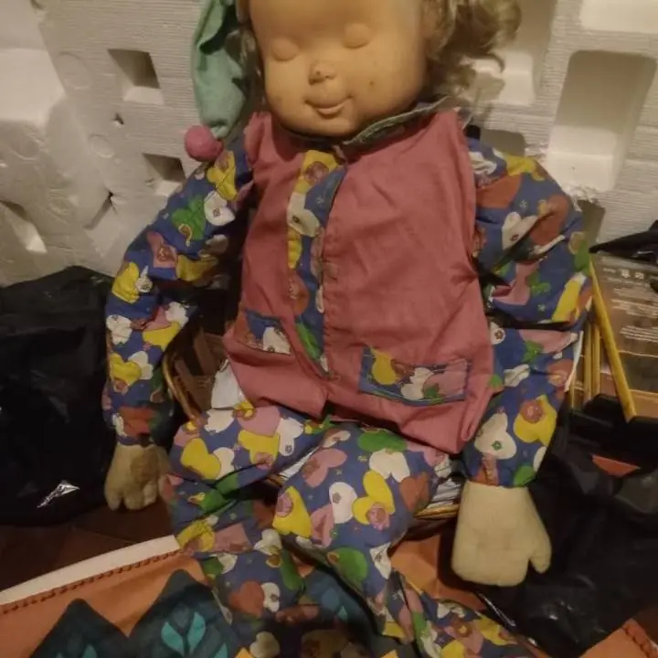 Oso peluche grande y muñeca patas largas doble cara
