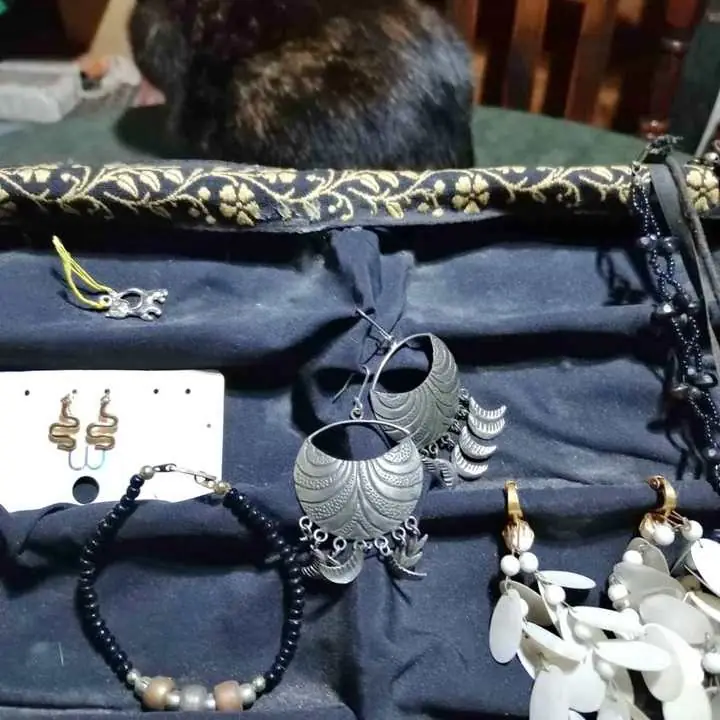 20 Alhajas fantasía con muestrario + cajita de madera de regalo giardatodo + muestrario