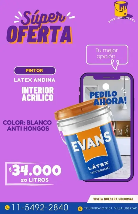 Látex interior anti hongos acrílico andina