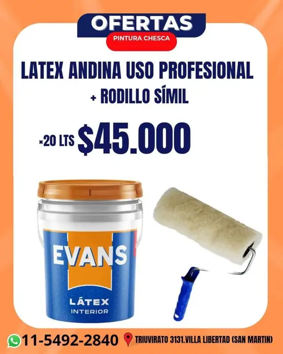 Latex evans andina 20L+ rodillo de regalo