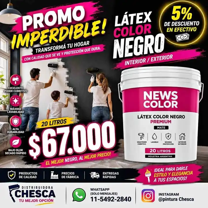 Látex color negro en promoción