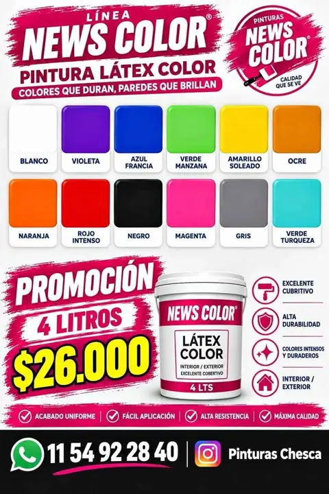 Latex color/ membrana/ enduido/ sintético