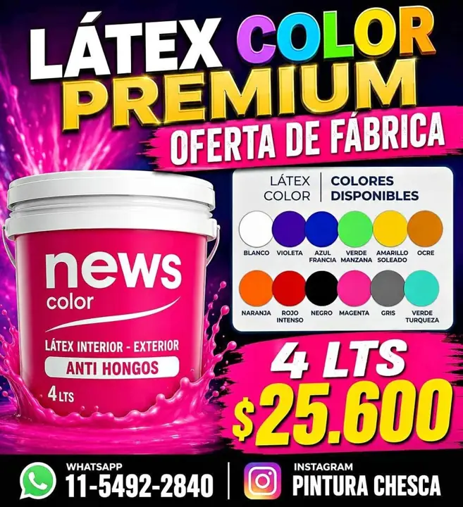 Promoción imperdible latex color premium anti hongos