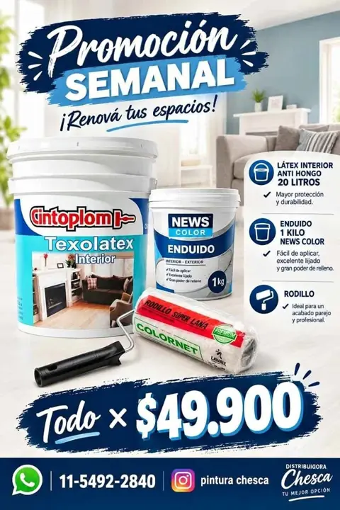Combo en pintura/ latex / enduido/ rodillo