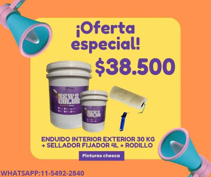 Súper oferta en enduido y sellador (de regalo un rodillo)