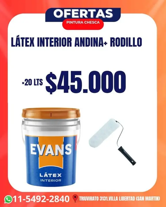 Latex evans andina en promoción