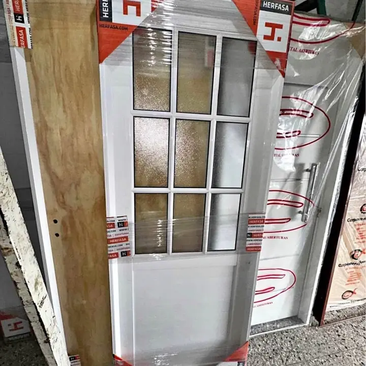 Puerta de aluminio blanco con vidrio