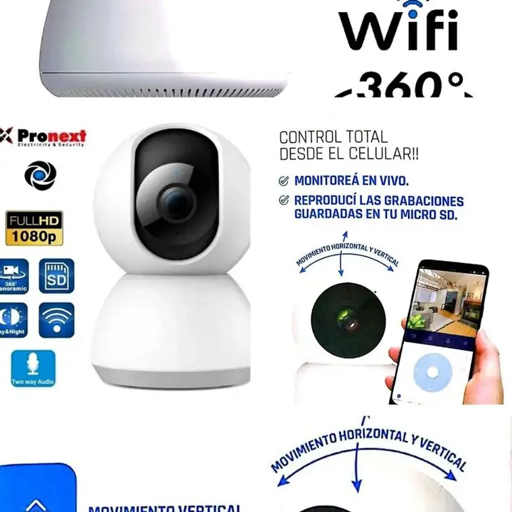 Camara ip WiFi pronext motorizada audio grabación detector de movimiento vision nocturna