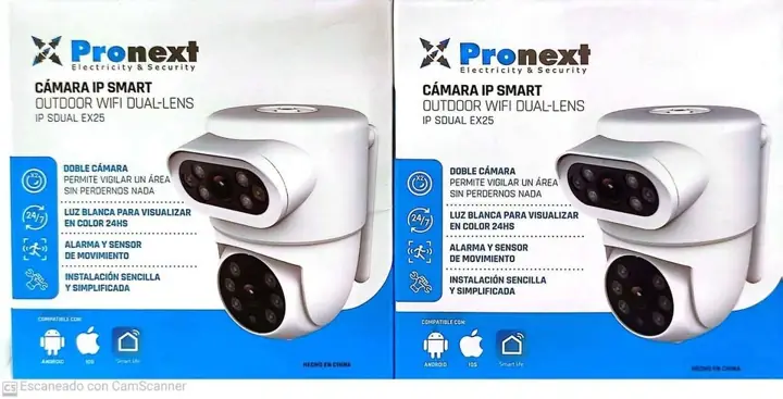 Camara WiFi doble lente motorizada audio detector de movimiento grabación visión nocturna