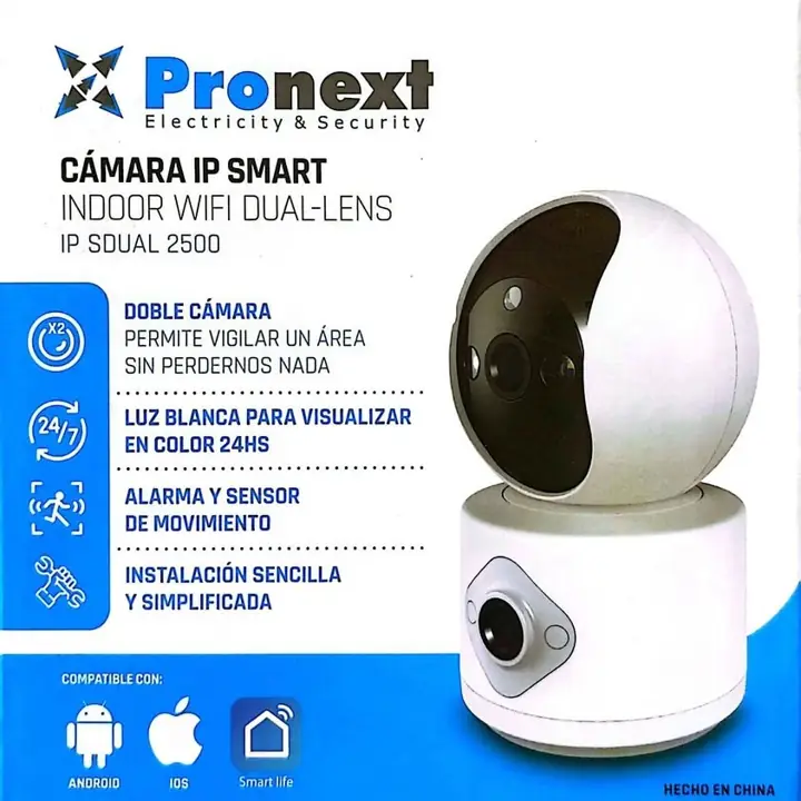 Camara ip WiFi doble lente motorizada audio detector de movimiento grabación visión nocturna