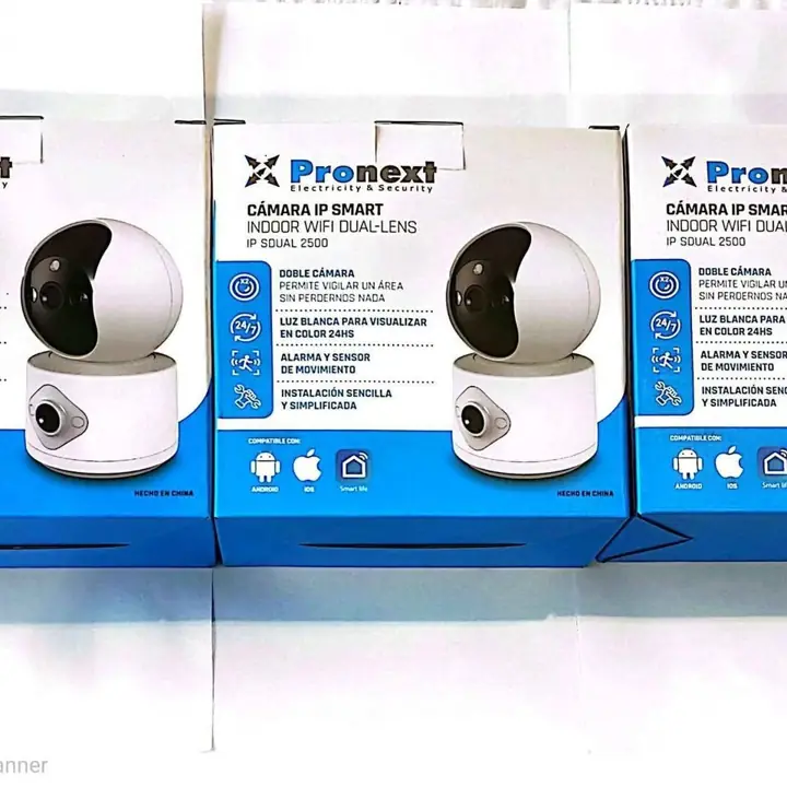 Camara seguridad pronext IP WiFi doble lente motorizada audio detector de movimiento grabación