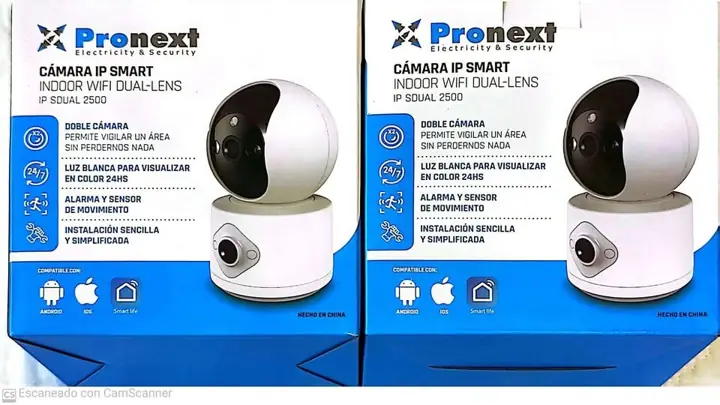 Camara WiFi IP doble lente motorizada audio detector de movimiento grabación visión nocturna
