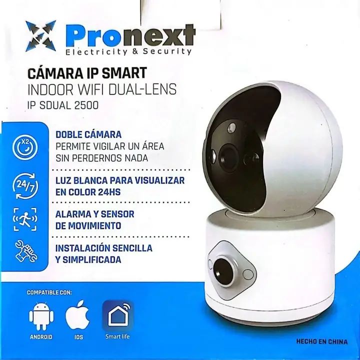 Camara ip WiFi doble lente motorizada audio grabación detector de movimiento vision nocturna