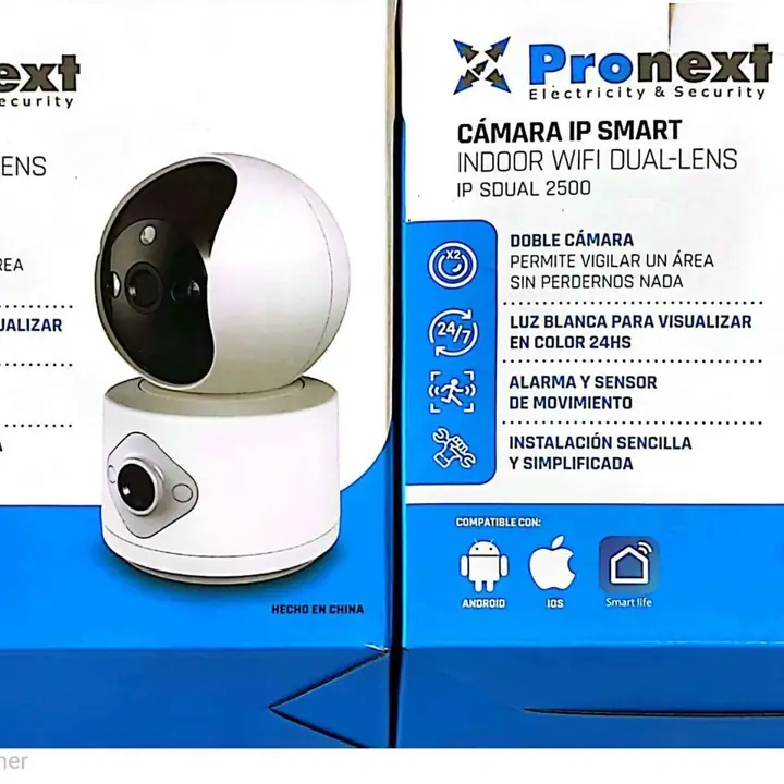 Camara IP WiFi motorizada doble lente full hd visión nocturna audio grabación detector de movimiento