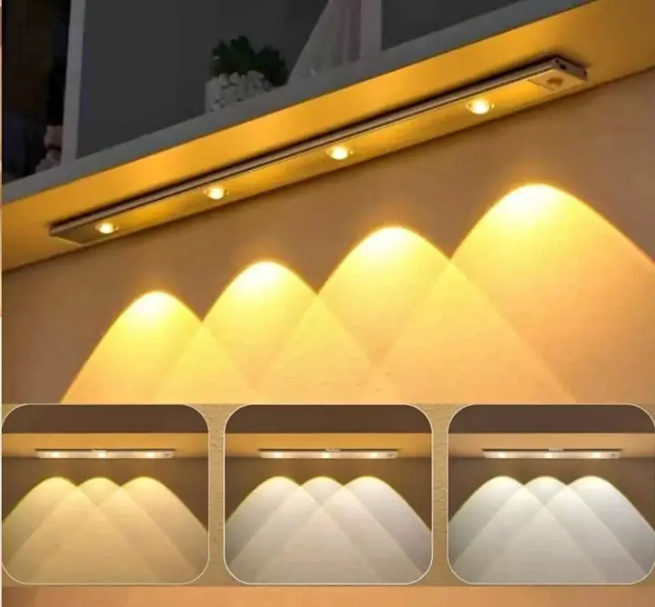 Leds barra de 50cm y 80cm recargable usb con sensor de movimiento 3 colores