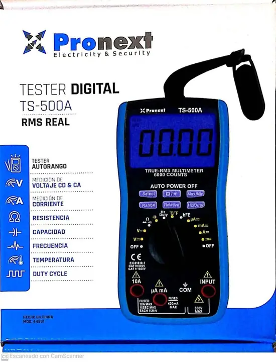 Tester profesional autorango RMS real frecuencimetro capacimetro temperatura con termocupla
