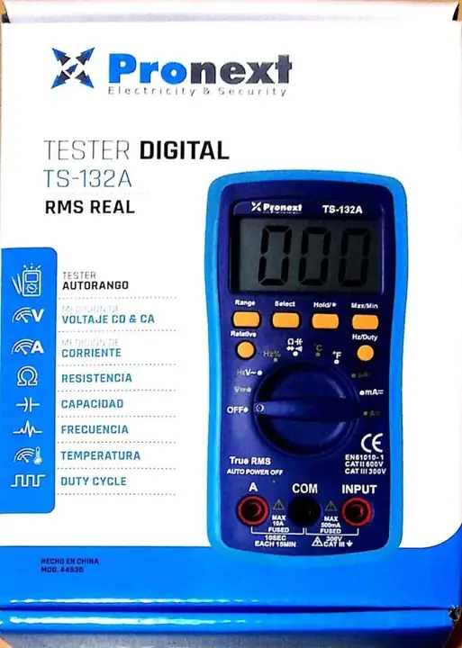 Multimetro tester pronext profesional rms real autorango con frecuencimetro capacimetro temperatura
