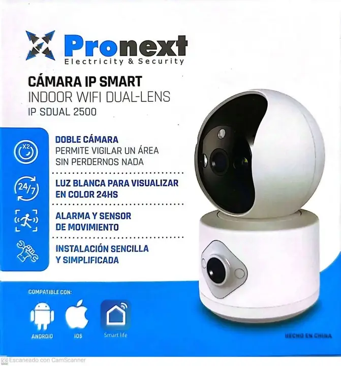 Camara IP WiFi doble lente motorizada audio detector de movimiento grabación visión nocturna