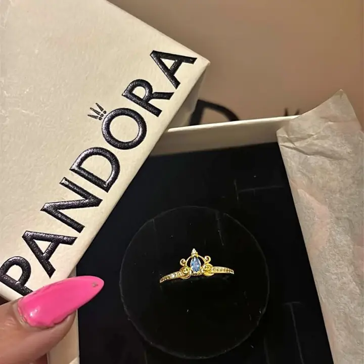 Anillo 925 enchapado en oro 14 Pandora princesa en caja y bolsa ! Envíos o entregas personales